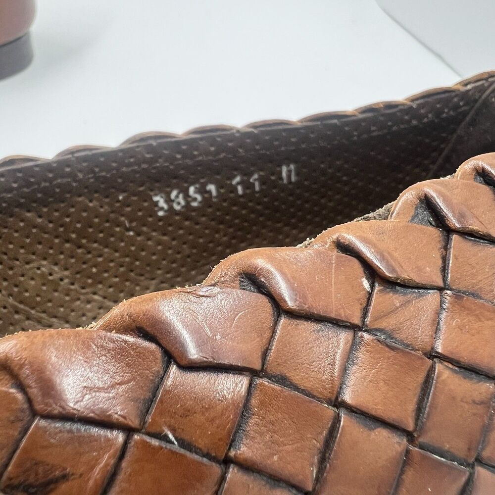 VTG Shoes Cole Haan Bragano Italy Brown Woven Leather Loafers Slip-On Men's 11 - Picture 6 of 11
